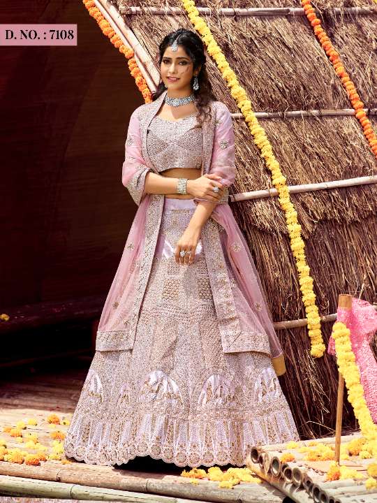 Baby Pink Heavy Designer Bridal Wear Lehenga Choli