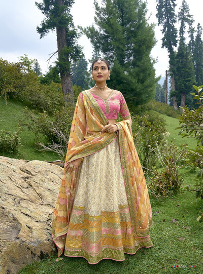 Yellow Embroidered exclusive Bridal Wear Lehenga Choli