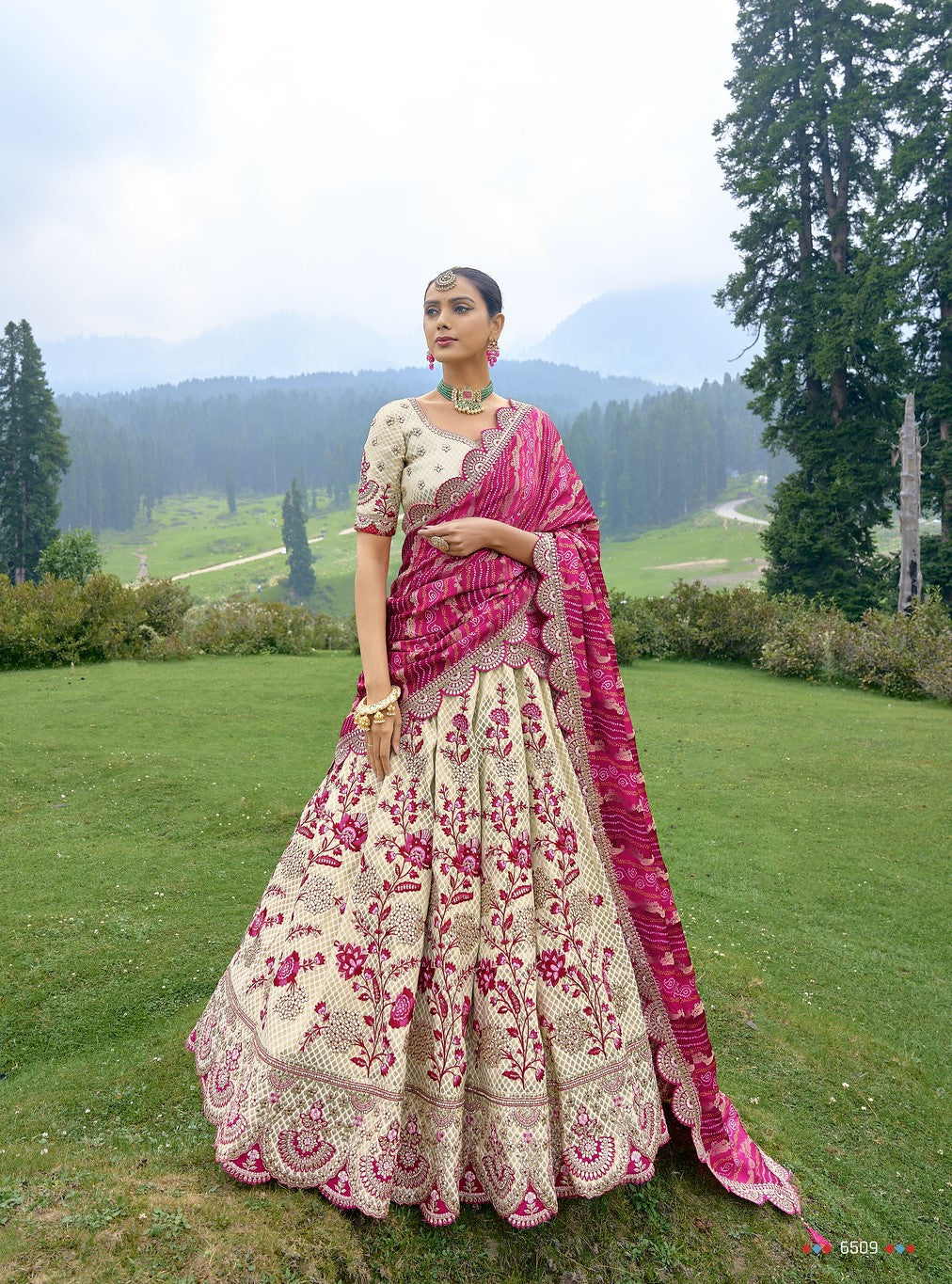 Hot Pink Embroidered exclusive Bridal Wear Lehenga Choli