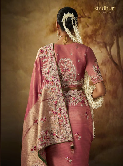 Pink Color Art Silk Embroidered Trendy Saree