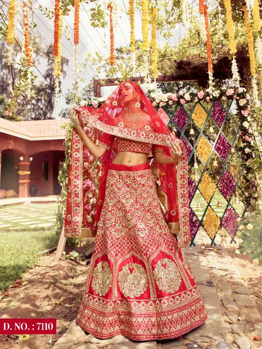 Red Heavy Designer Bridal Wear Lehenga Choli