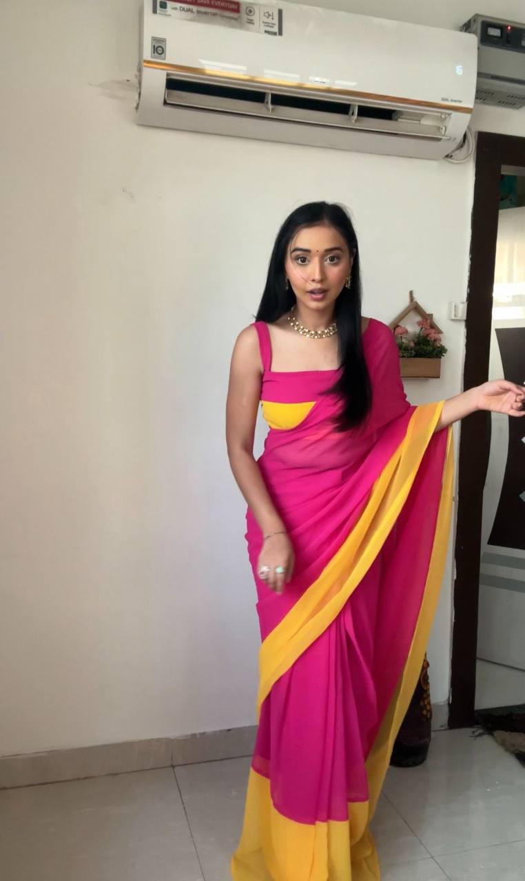 Pink And Yellow Exclusive Alia Inspired Designer Bollywood Saree