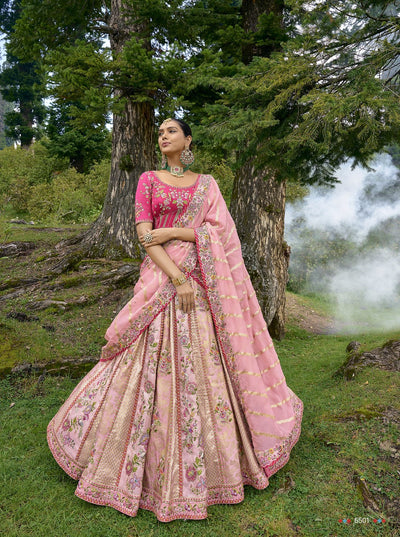 Pink Embroidered exclusive Bridal Wear Lehenga Choli