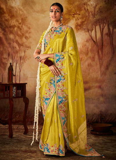 Yellow Weaving Kanjivaram Silk Contemporary Saree