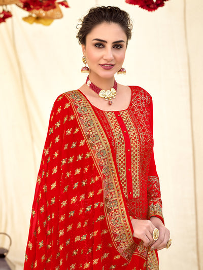 Red Designer Georgette Salwar Suit