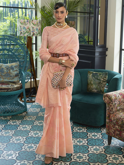 Daisy Pink Designer Chickankari Sequins Ceremonial Saree