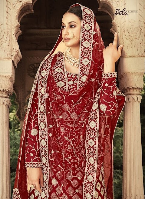Maroon Zarkan Diamond Embroidered Bridal Anarkali Suit