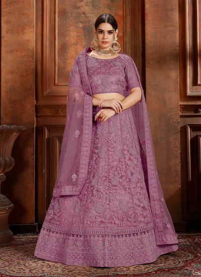 Magenta Pink Soft Net Wedding Wear Lehenga Choli