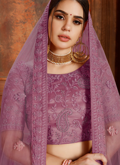 Magenta Pink Soft Net Wedding Wear Lehenga Choli
