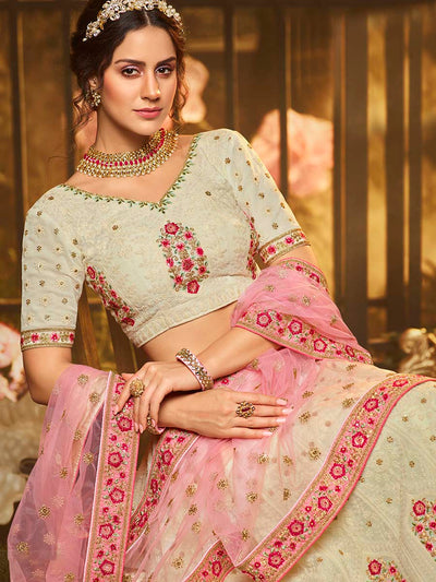 Off White Embroidery Wedding Wear and Party Wear Lehenga Choli