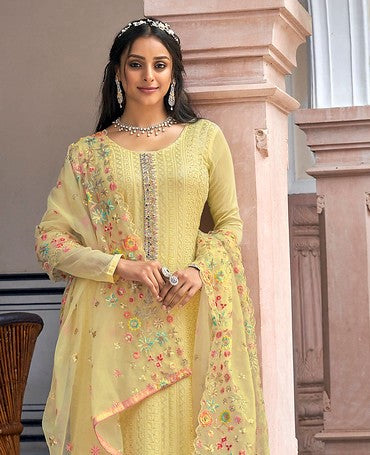 Yellow Suit With net Dupatta