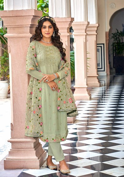 Green Suit With net Dupatta
