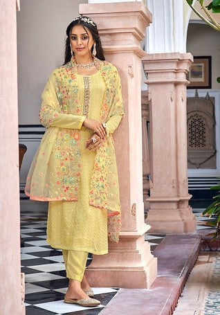 Yellow Suit With net Dupatta