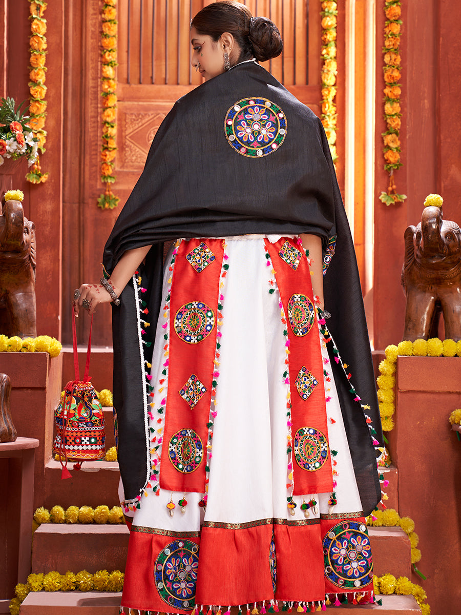White Designer Art Silk Embroidered Festive Wear Traditional Lehenga Choli