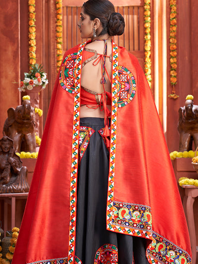 Black Designer Art Silk Festive Wear Embroidered Lehenga Choli