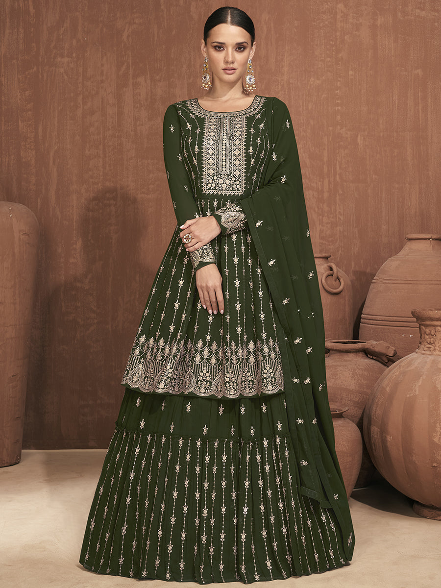 Mehandi Green Designer Georgette Salwar Suit