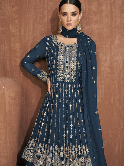 Dark Blue Designer Georgette Salwar Suit
