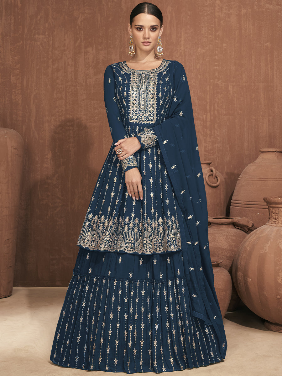 Dark Blue Designer Georgette Salwar Suit