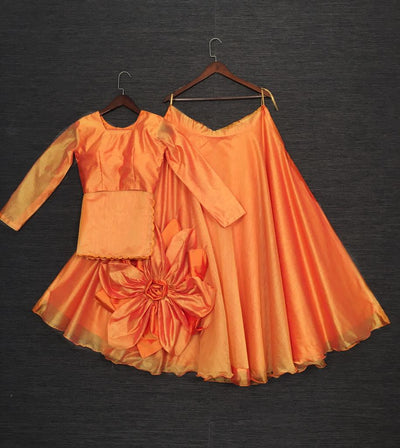 Orange Shaded Party Wear Indo Western Lehenga