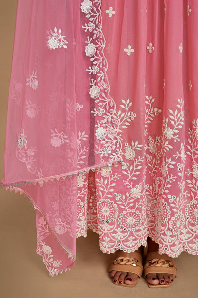 BABY PINK PANT STYLE SUIT WITH SEQUINS, THREAD WORK